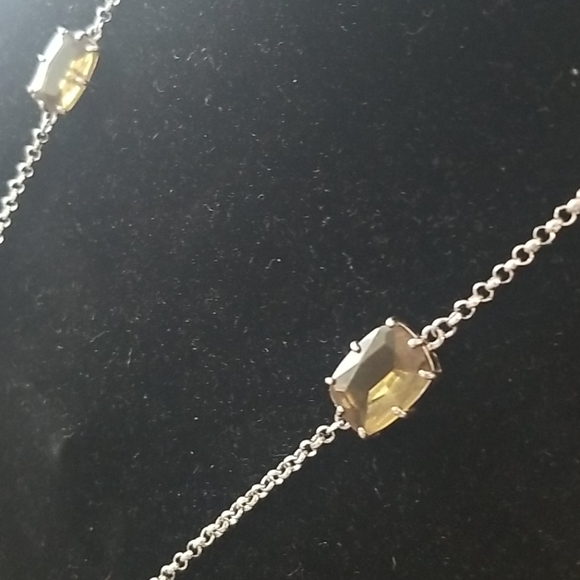 BANANA REPUBLIC Silver Link Amber Stone Necklace - Picture 3 of 4